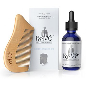 Barba de aceite para Hombres de Kave - Para promover el crecimiento, Suaviza la barba, detiene la comezón - 100% Natural - peine