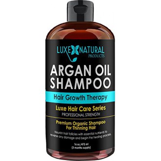 Luxe Natural Products Argan Oil Shampoo Professional Strength - Hair Growth Therapy 16 oz - Hair Loss, Regrowth, Thinning, &