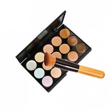 15 colores de maquillaje corrector Fundación crema gama de colores cosmética Set Herramientas Con El Cepillo