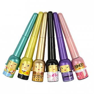 1x Cute Lucky Doll Black Waterproof Liquid Eyeliner Pen Makeup Cosmetic (Random Colour) by Broadfashion