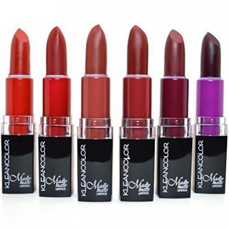 6 Kleancolor MADLY Barra de labios mate SET VIVO LIP STICK café oscuro BROWN + PENDIENTE LIBRE por Kleancolor