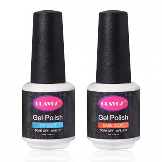 CLAVUZ Soak Off UV LED Gel Nail Polish Top Coat and Base Coat Set 0.27fl.oz DIY Nail Art Tool Kit Manicure Nail Care at Home