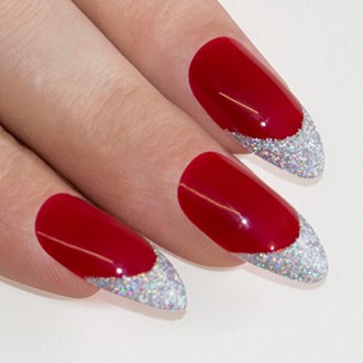 Bling Stiletto Art Faux ongles Faux acrylique Rouge 4 Danger Full Cover Medium Tips UK