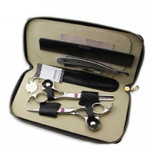 EYX Formula Professional Barber Set with Razor Hair cutting Shears Hairdressing Tool, 6 Inches Fingers Ajustment Lenth Hair