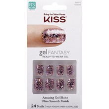 NEW 2016 Baiser Nails GEL FANTASY KGN08 ​​(FAUX REAL) court design Nails w / adhésif Tabs &amp; Glue Kiss