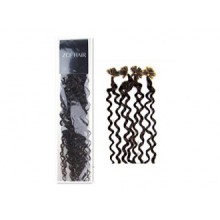 20 "Nail U Tip Pre-Bonded kératine colle Extensions de cheveux bouclés naturelles humaines 100S 50G (02 Dark Brown)