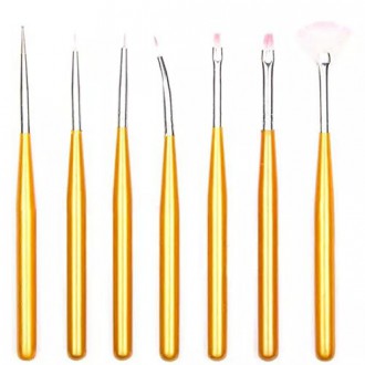 7PCS Nail Art Acrylic UV Gel Drawing Painting Pen Polish Brush Set DIY