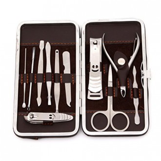 Queentools acero inoxidable Nueva estética del kit del sistema, 11pcs exacta ergonómicas diferentes herramientas, clavos Clipper