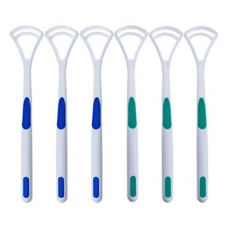 Tongue Cleaner by MasterMedi (6-Piece) - High-Quality Plastic, Tongue Cleaner Tongue Scraper Tongue Brush Eliminate Bad