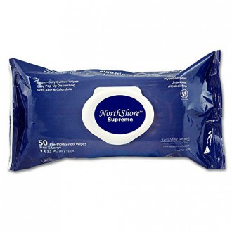 NorthShore Supremo de servicio pesado acolchado Wipes, X-Large, Caso / 300 (6/50)