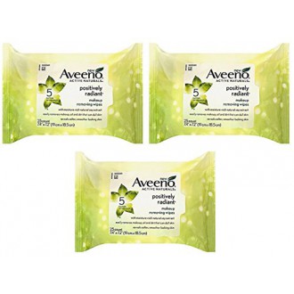 Aveeno Naturals actifs Positively Radiant Nettoyant Visage Démaquillante Lingettes, 25 ct (Pack de 3)