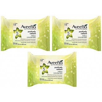 AVEENO Active Naturals Positively Radiant Makeup Removing Wipes, 25 ea (Pack of 3)