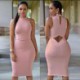 Casual manches Parti robe de soirée Fashion Backless Dress Sexy TR.OD femmes Summer L-Rose