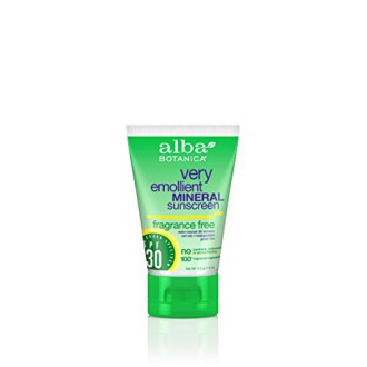 Alba Botanica muy emoliente, sin fragancia mineral protector solar SPF 30, de 4 onzas