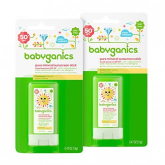 A base de minerales BabyGanics bebé Stick protector Solar, SPF 50, 0,47 oz Stick (Pack de 2)