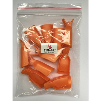 Yimart® 10pc plastique acrylique Nail Art Soak Off Cap clip Uv Gel Polish Remover Wrap Cleaner clip Cap Tool (Orange)