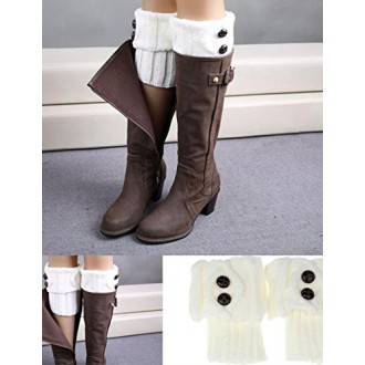 OVERMAL Utiles Femmes Leg Winter Warmer Bouton Crochet Knit Boot Socks Topper Cuff