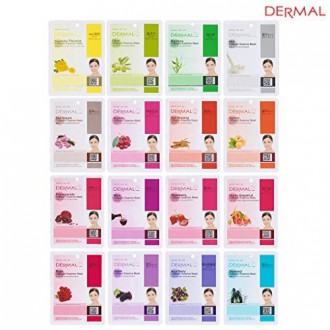 Dermal Korea Collagen Essence Full Face Facial Mask Sheet (16 Combo Pack)