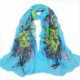 Peacock Feather Printing Scarf Women Girl Shawl Chiffon Scarves Christmas Gift Idea (Blue)